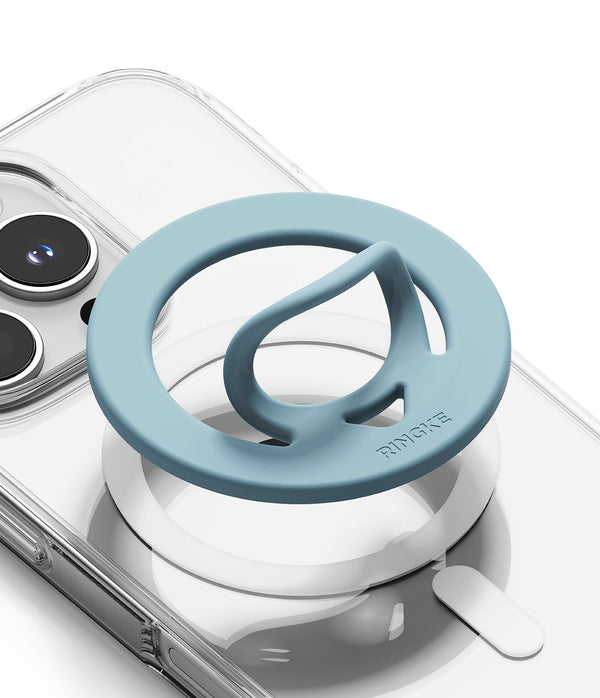 Dual Magnetic Silicone Ring [Compatible with MagSafe Cases]  Finger Ring Grip Holder - Light Teal