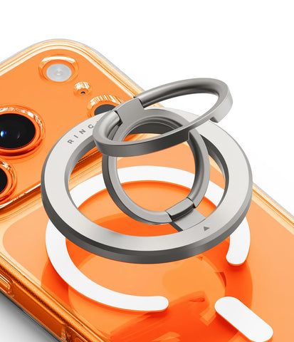 Dual Magnetic Smart Ring 3-Tier Foldable Stand, Double-Sided Magnetic Kickstand & Finger Ring Grip – Satin Silver