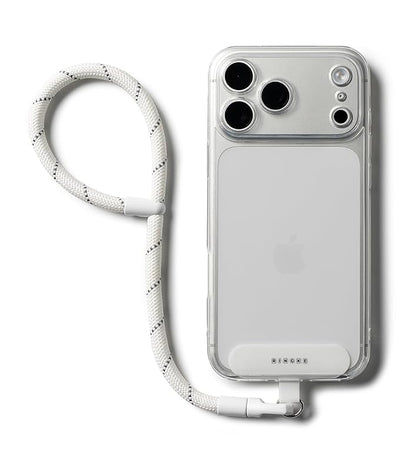 Ringke Holder Link Flow Hand Strap (P Type) with TPU Tether Tab | Adjustable Tangle-Free Wrist Loop for Universal Phone Cases – Cloud White