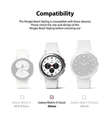 Bezel Styling Compatible with Samsung Galaxy Watch 4 Classic 42mm - Silver & Black [42-85]