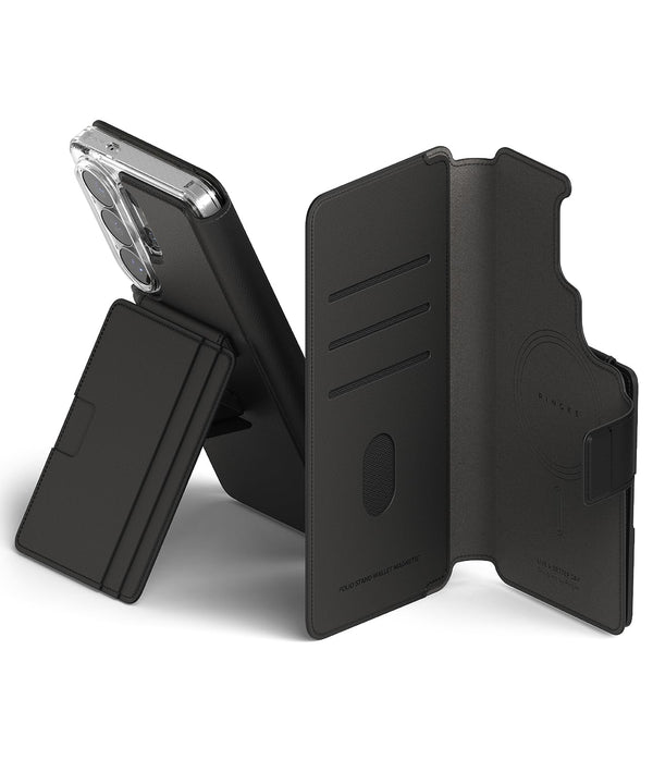 Samsung Galaxy S26 Ultra Folio Stand Wallet Magnetic Case (5-Card Holder) - Black