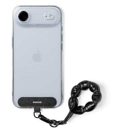 Ringke Holder Link Puffer Finger Strap with Patch & 360° Rotating - Laque Black
