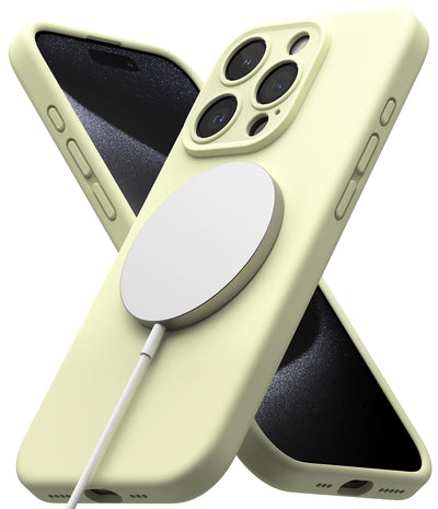 iPhone 15 Pro Max Back Cover case | Silicone Magnetic - Sunny Lime
