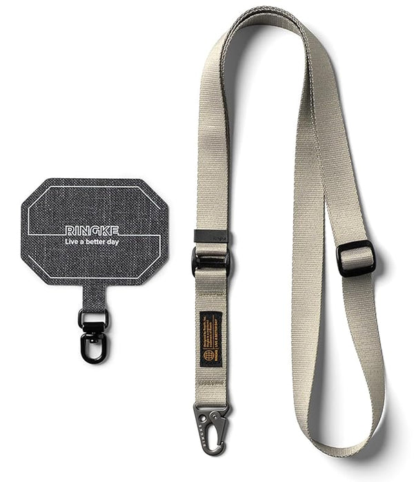 Tactical Webbing Lanyard Strap with Patch [Heavy Duty Tactical Carabiner]  - Warm Gray