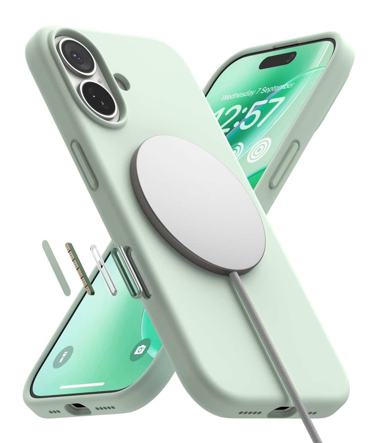iPhone 17 Back Cover case | Silicone Magnetic - Soft Mint
