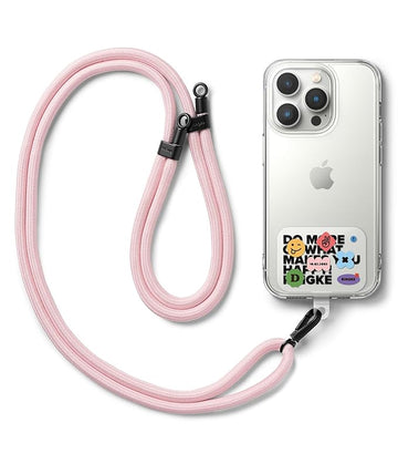 Holder Link Strap with Graphic Design TPU Tag | Lettering Patch - Pink