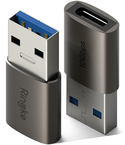 Ringke Lightning Female to USB C Male OTG Adapter [2 Pack] for Fast Charging and Data Transfer - Gun Metal