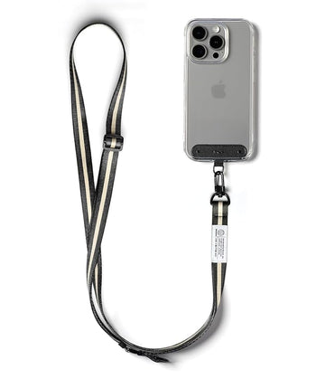 Ringke Holder Link Snap Hook Lanyard Crossbody Strap with Tether Tab, Adjustable Anti-Theft Shoulder & Neck Strap for Universal Phone Cases – Sand Black
