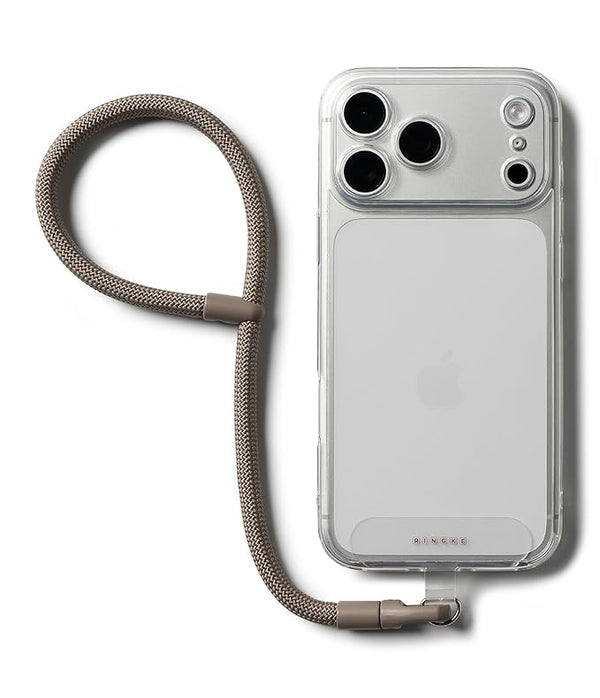 Ringke Holder Link Flow Hand Strap (P Type) with TPU Tether Tab | Adjustable Tangle-Free Wrist Loop for All Phone Cases – Mocha Mousse