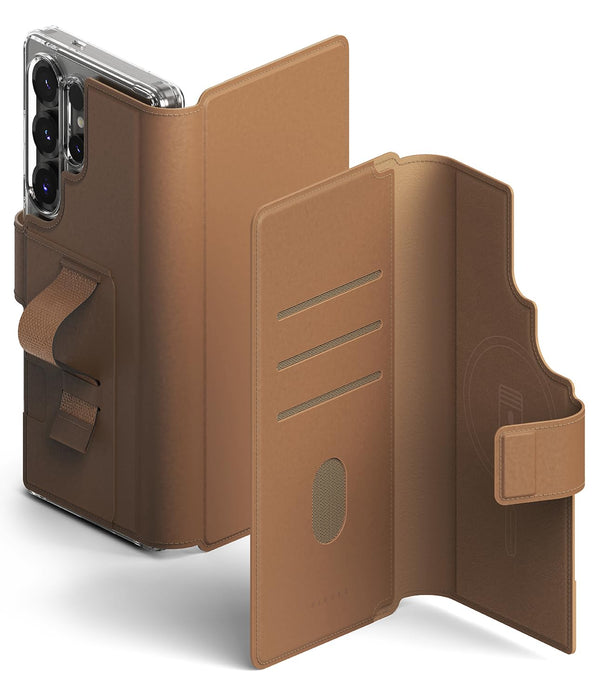 Samsung Galaxy S25 Ultra Back Cover Case | Folio Wallet Magnetic - Brown