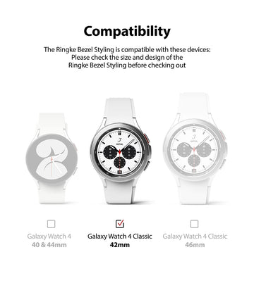 Bezel Styling Compatible with Samsung Galaxy Watch 4 Classic 42mm - Silver [42-01]