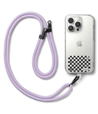 Ringke Holder Link Strap with Graphic Design TPU Tag | Checkerboard Black - Purple