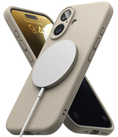 iPhone 16 Plus Back Cover case | Silicone Magnetic - Stone