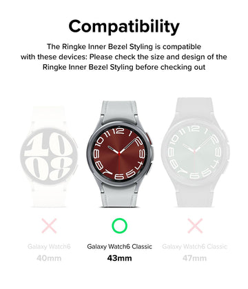Ringke Inner Bezel Styling Compatible with Samsung Galaxy Watch 6 Classic Case (43mm)  - 43-IN-03 (ST) - Silver