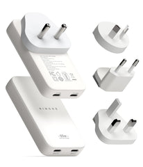 Ringke 65W Ultra Slim GaN 2-Port Fast Charger (Type C + Type C) - White (2 Years Warranty*)