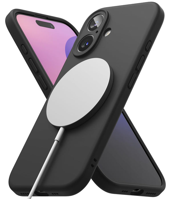 iPhone 16 Back Cover case | Silicone Magnetic - Black