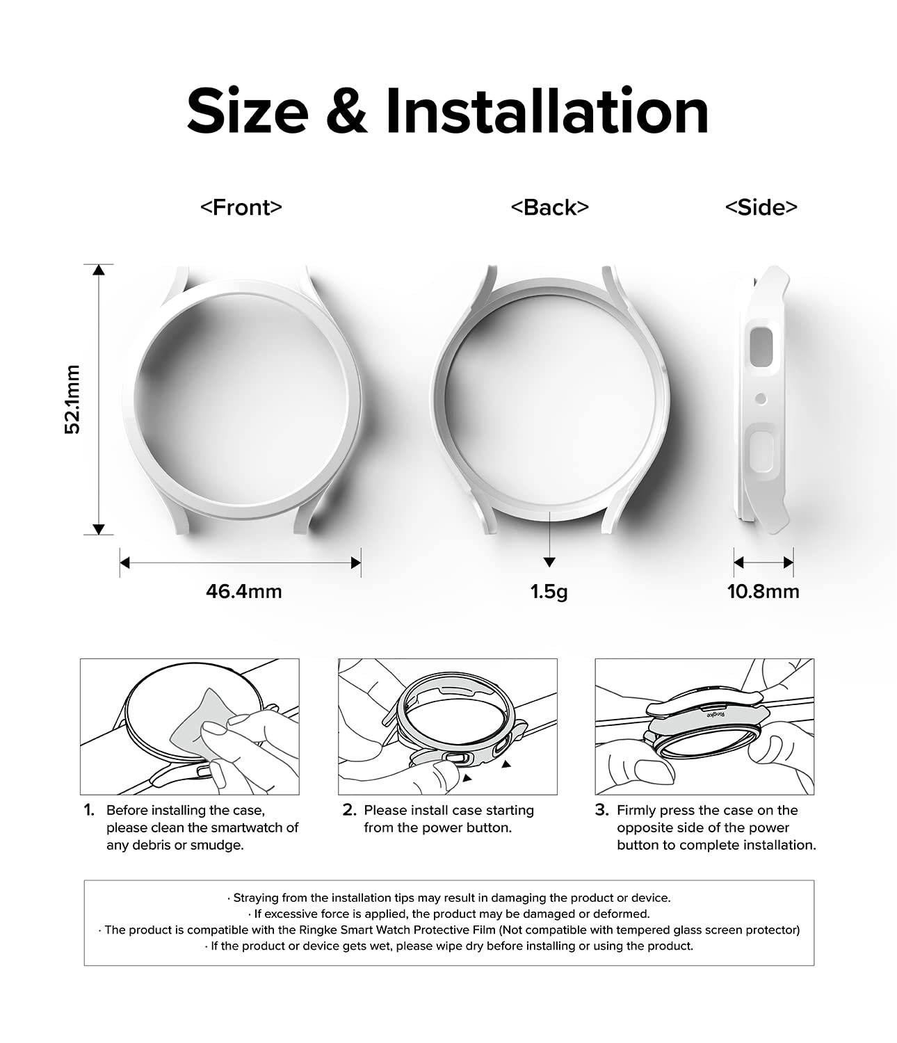 Smartwatch Watch Active Active Band Width Slim Case [2 Pack