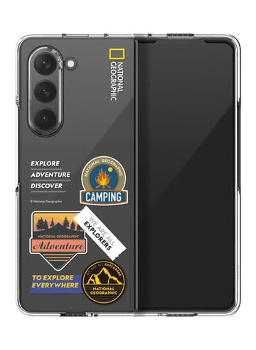 Nat Geo Galaxy Z Fold 5 Back Cover Case |  Crystal Slim Fit Case -  Camping (Clear)