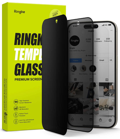 iPhone 15 Pro Tempered Glass Screen Protector Guard | Privacy  [Anti-spy]