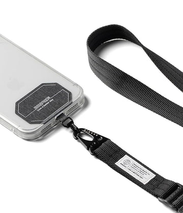 Tactical Webbing Lanyard Strap with Patch - Ribbed Black