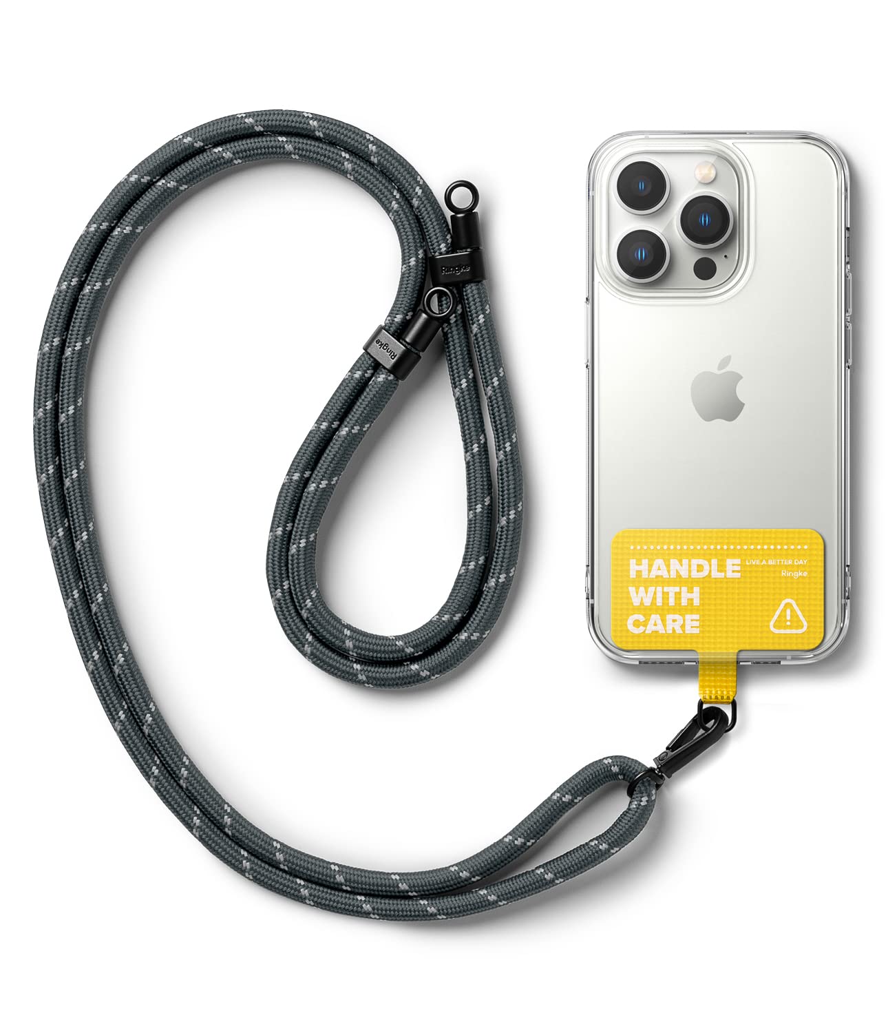 Ringke Holder Link Strap with Tarpaulin Tag | Charcoal & Gray - Yellow