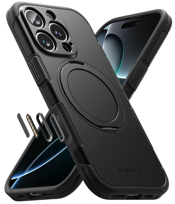 (Refurbished) iPhone 16 Pro Back Cover case | Magnetic Alles Stand - Black