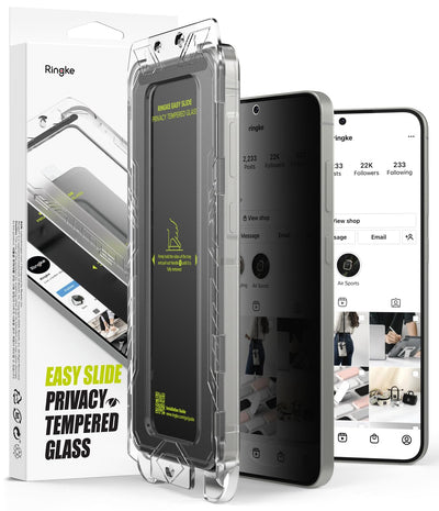 Galaxy S25 / Galaxy S24 Tempered Glass Screen Protector Guard | Easy Slide Privacy - 2 Pack (with Installation Tool)