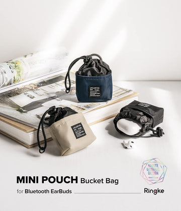 Mini Pouch [Bucket Bag] with O Ring Carabiner - Light Beige