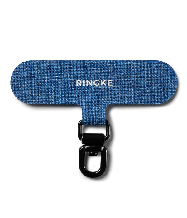 Spin Holder Link Lanyard Patch with 360° Rotatable Metal Ring - Denim Blue