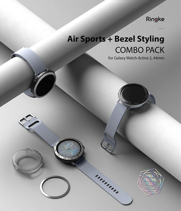 Air Sports + Bezel Styling Combo Case Designed for Galaxy Watch Active 2 44mm - Matte Clear / 20
