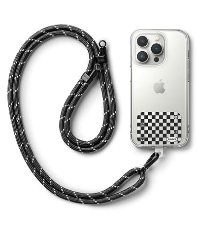 Ringke Holder Link Strap with Graphic Design TPU Tag | Checkerboard Black - Black & White