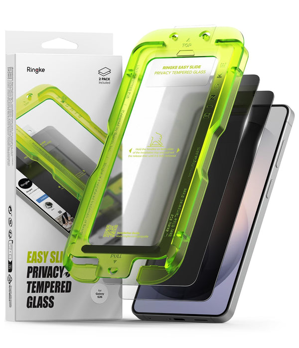 Samsung Galaxy S26 Tempered Glass Screen Protector Guard | Easy Slide Privacy - 2 Pack (with Installation Tool)