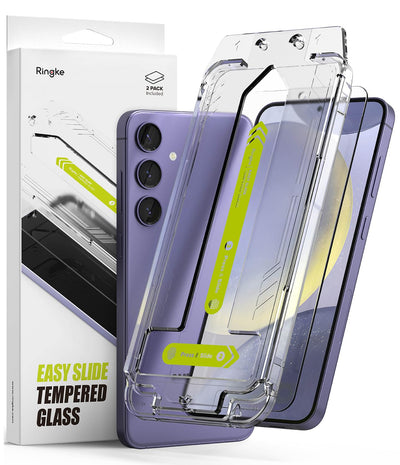 Galaxy S24 / Galaxy S25 Tempered Glass Screen Protector Guard | Easy Slide Transparent - 2 Pack (with Installation Tool)