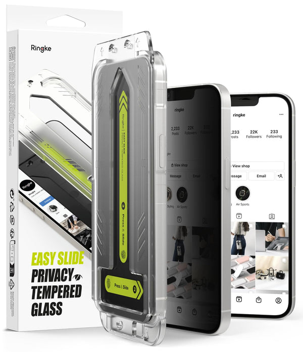 iPhone 16e / 14 / 13 Pro / 13 Screen Protector Guard with Easy Installation Tool, Easy Slide Privacy Glass | Tempered Glass (2 Pack)