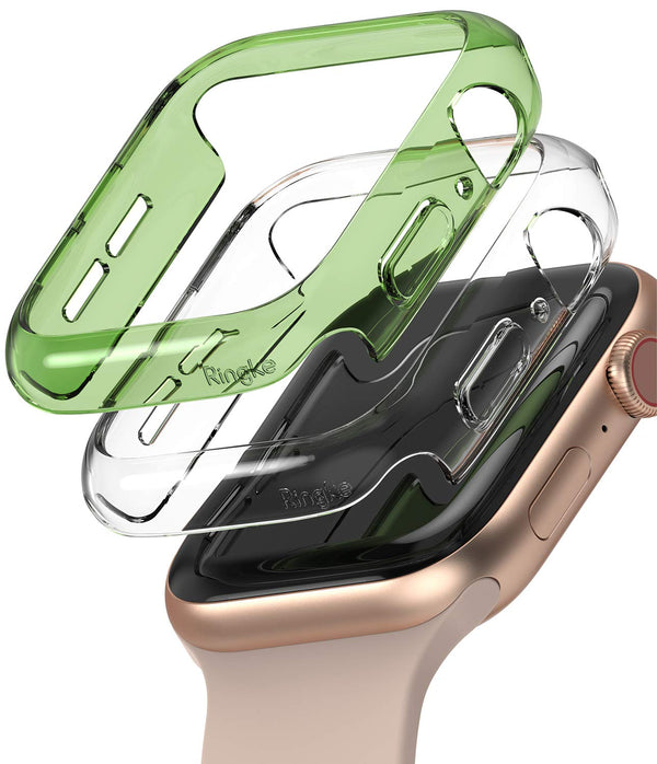 Slim Case Compatible with Apple Watch Series 6 / 5 / 4 / SE 40mm - Clear & Olive Green (2 Pack)