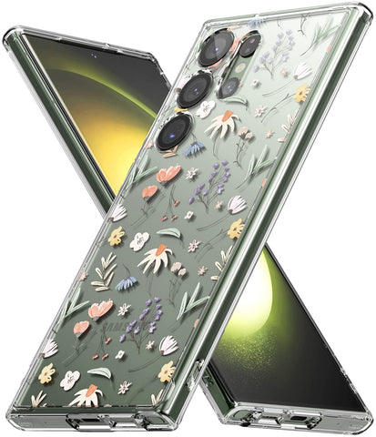 (Refurbished) Samsung Galaxy S23 Ultra 5G Back Cover Case  | Fusion Design - Dry Flowers