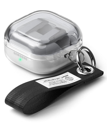 Samsung Galaxy Buds 4 Pro / Buds 4 Air Case with Carabiner and Strap - Clear / Black