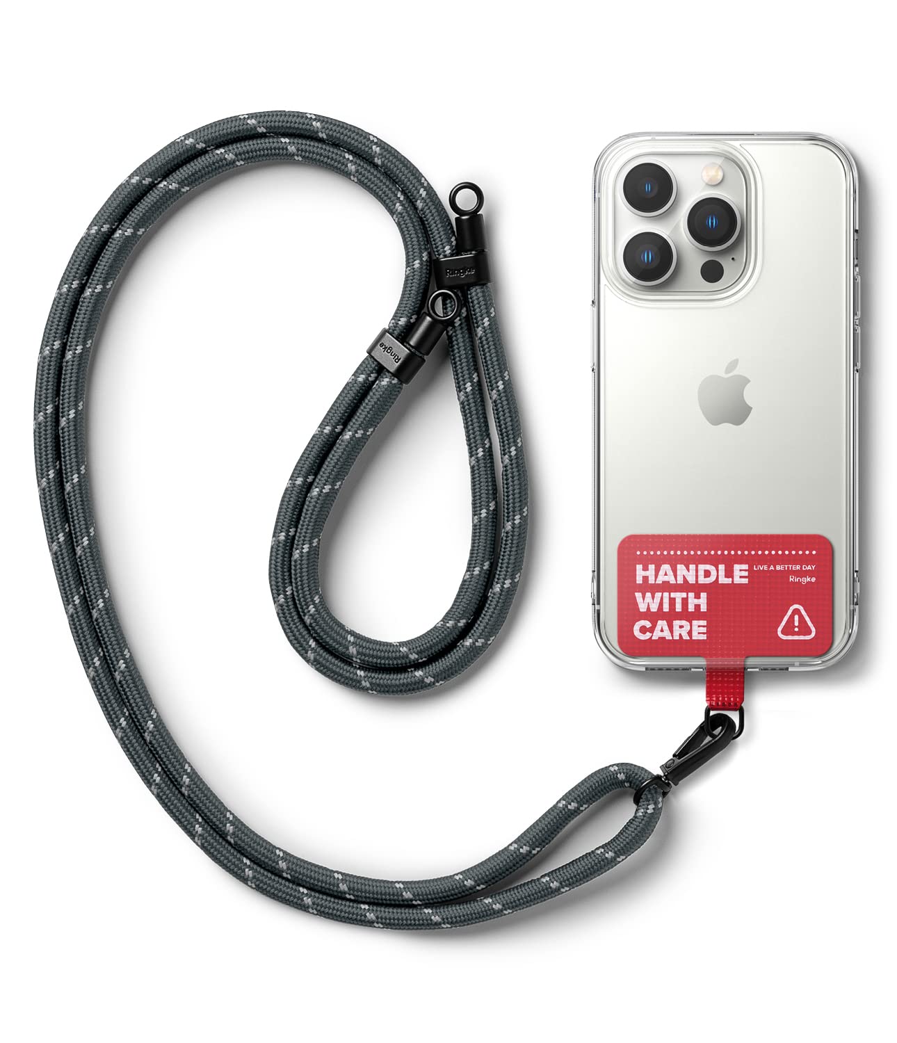 Ringke Holder Link Strap with Tarpaulin Tag | Charcoal & Gray - Red