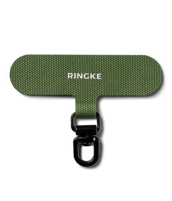 Spin Holder Link Lanyard Patch with 360° Rotatable Metal Ring - Olive Green