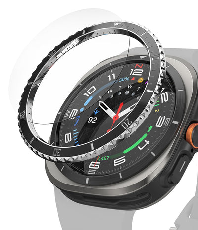 Samsung Galaxy Watch Ultra 47mm Bezel Styling With Screen Protector Tempered Glass - Black (47-80)