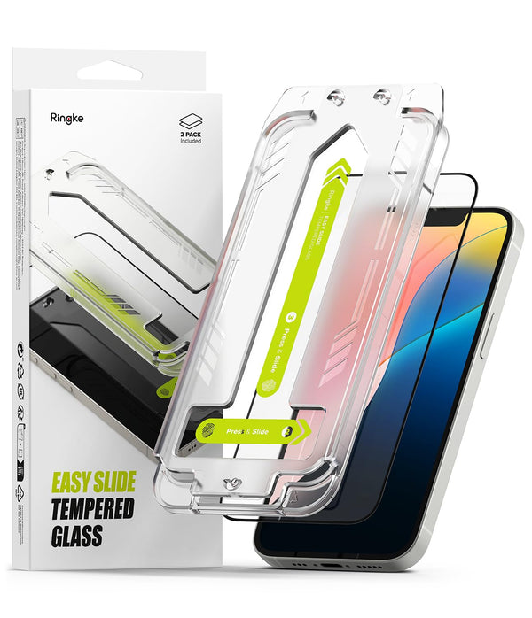 iPhone 16e / 14 / 13 Pro / 13 Screen Protector Guard with Easy Installation Tool, Easy Slide Glass | Tempered Glass (2 Pack)