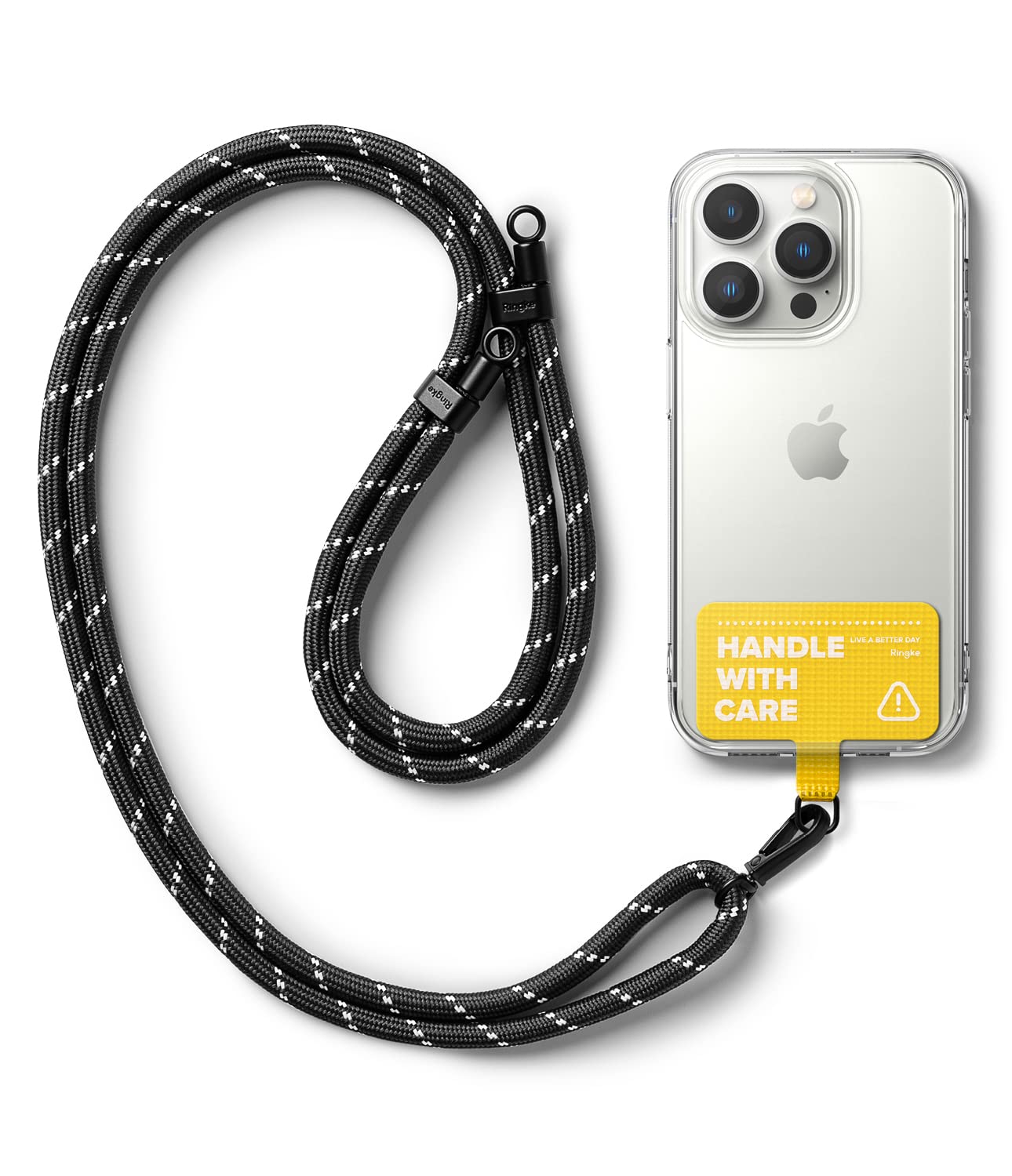 Ringke Holder Link Strap with Yellow | Tarpaulin Tag - Black & White