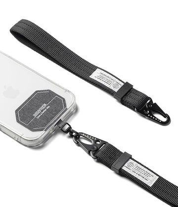 Tactical Webbing Hand Strap with Patch - Ribbed Black