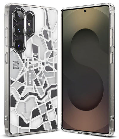 Samsung Galaxy S25 Ultra Back Cover Case | Fusion Design - Seoul Map White