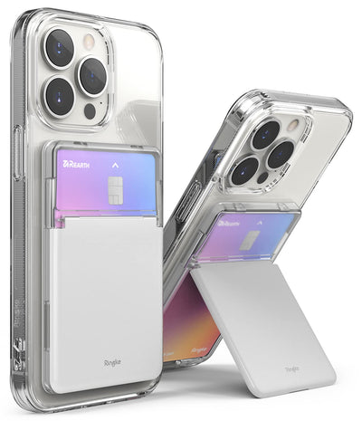 Ringke Stand Slot Card Holder - Clear & Light Gray