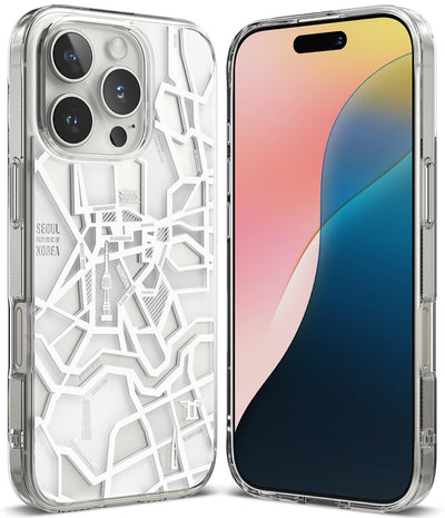 (Refurbished) iPhone 16 Pro Back Cover Case Fusion Design | Seoul Map - White