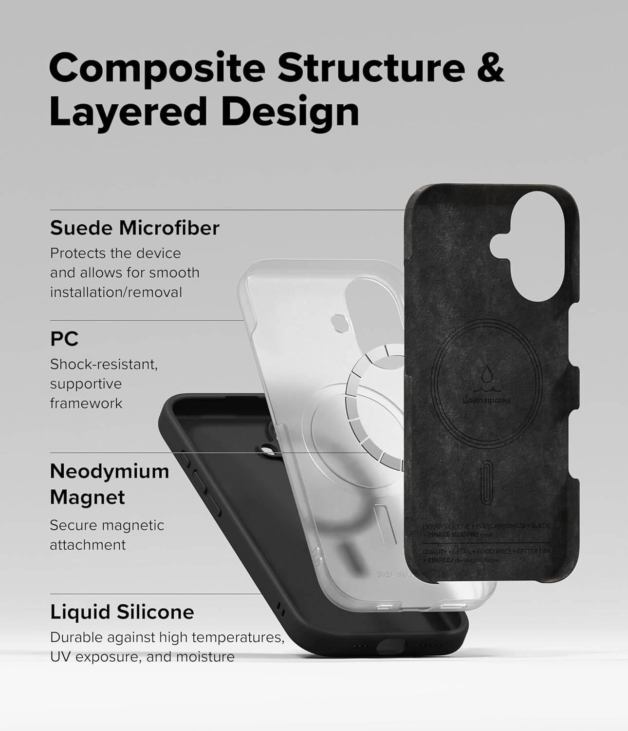 iPhone 16 Plus Back Cover case Silicone Magnetic Black