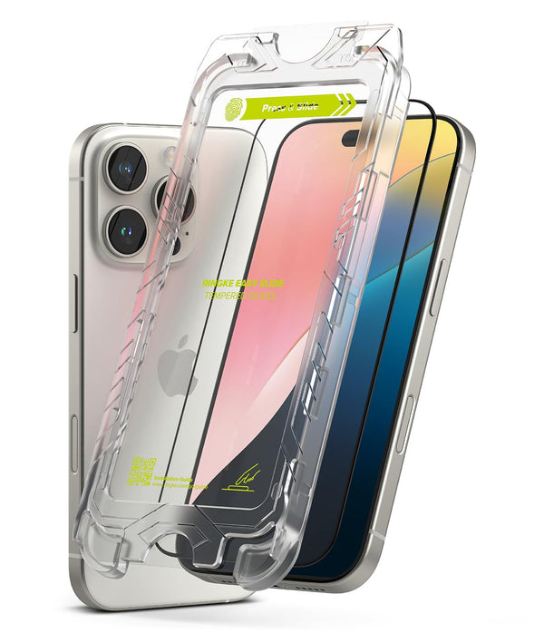 iPhone 16 Pro Max Screen Protector Guard with Easy Installation Tool, Easy Slide Glass | Tempered Glass (2 Pack)