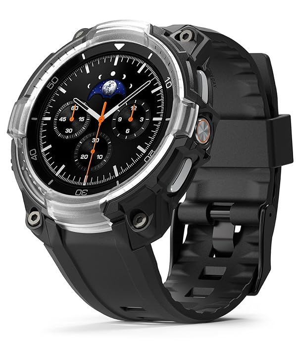 Samsung Galaxy Watch 8 Classic 46mm Rugged Gear Case & Strap Detachable Band - Black