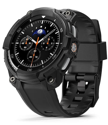 Samsung Galaxy Watch 8 Classic 46mm Rugged Gear Case & Strap Detachable Band - Black